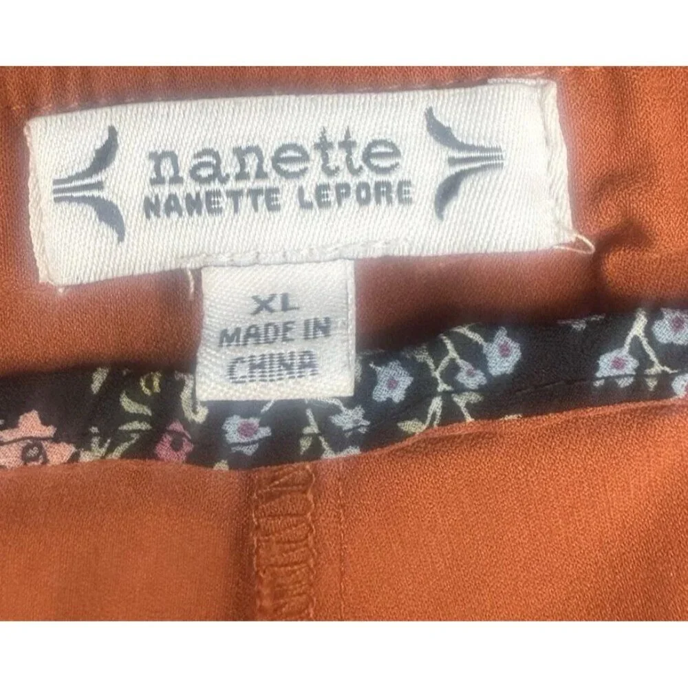 Nanette Lepore‎ Womens Burnt Orange Pull On Ankle Pants XL Casual Colorful